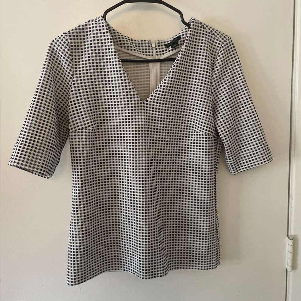 Blue and White Checkered Women's Blouse